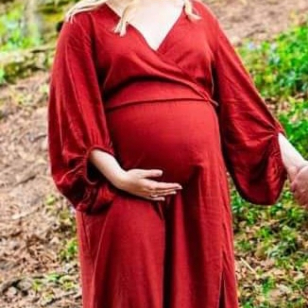 Eloquii Full Sleeve Maxi Dress with Slit - Picture 1 of 6